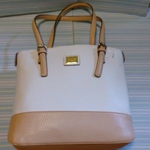 NWT Ann Klein  White and Tan Purse